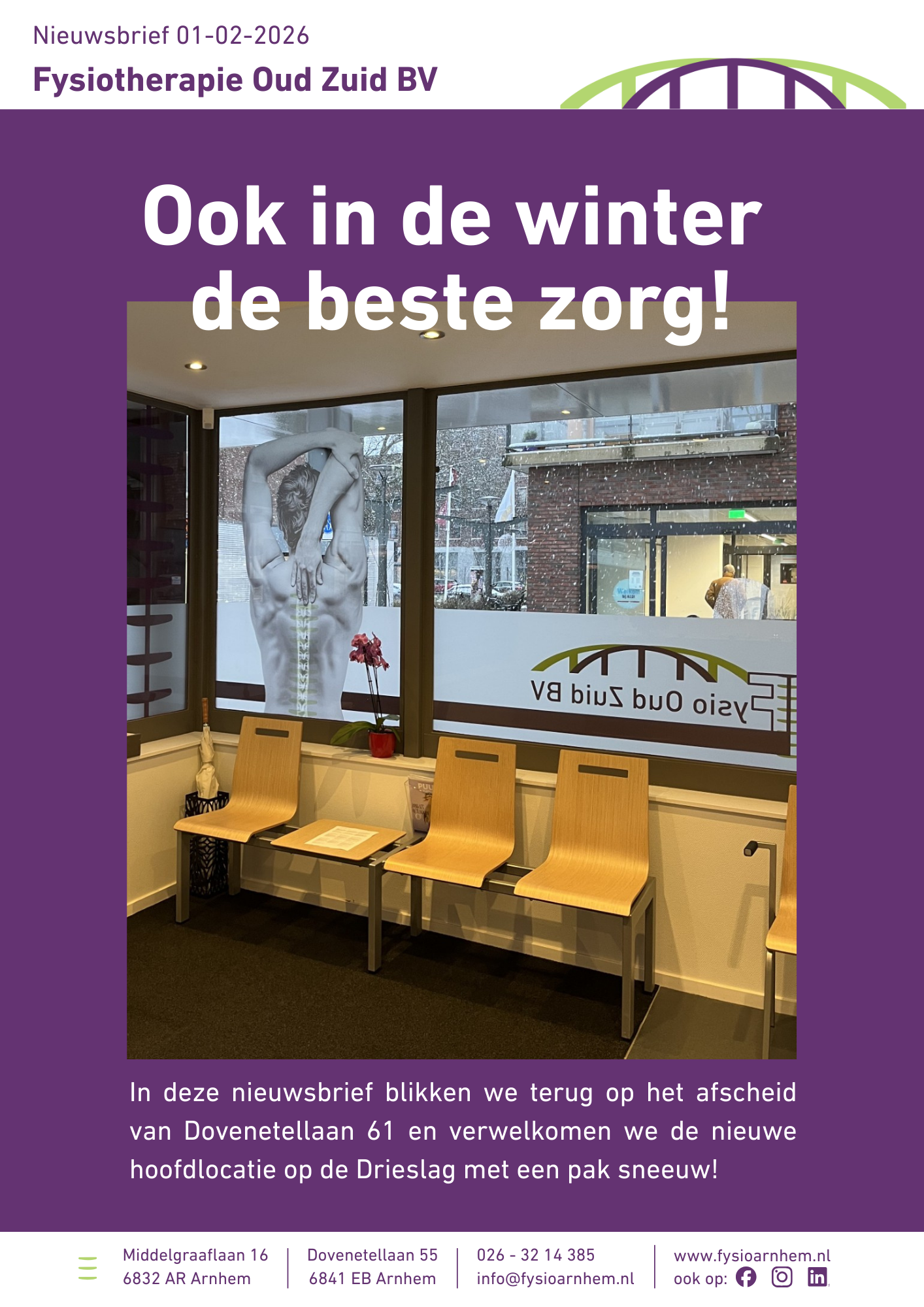 In deze nieuwsbrief blikken we terug op het afscheid van Dovenetellaan 61 en verwelkomen we de nieuwe hoofdlocatie op de Drieslag met een pak sneeuw! 